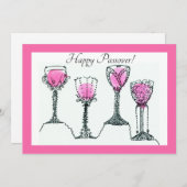 パソバーペサック4カップオブワインフラットホリデーカード シーズンカード (正面/裏面)