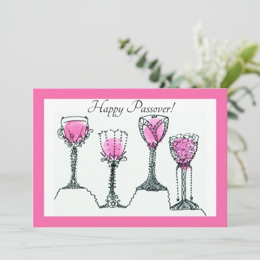 パソバーペサック4カップオブワインフラットホリデーカード シーズンカード (スタンド正面)