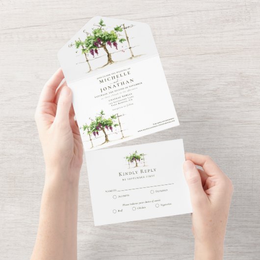 パソロブルズヴィネヤードワイナリーグレープヴィン結婚ズ オールインワン招待状 (貼ってはがせる)