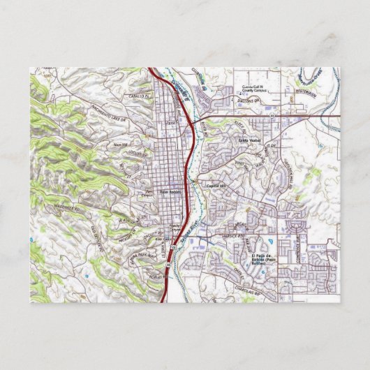 パソロブレス, カリフォルニア マップ ポストカード (正面)