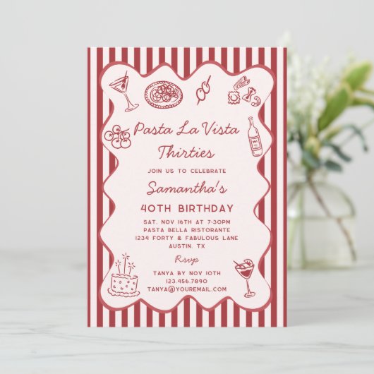 パタおもしろいスタラビスタイタリアンディナー40th誕生日 招待状 (スタンド正面)