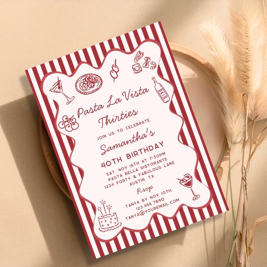 パタおもしろいスタラビスタイタリアンディナー40th誕生日 招待状