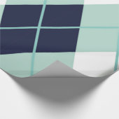 パタアーガイルーモダンンティール(緑がかった色)ネイビーブルー名門私立校風のおもしろい ラッピングペーパー (角)