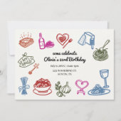 パタイタリアンスパーティー誕生日カラフル 招待状 (正面)