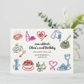 パタイタリアンスパーティー誕生日カラフル 招待状 (スタンド正面)