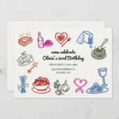 パタイタリアンスパーティー誕生日カラフル 招待状 (正面/裏面)