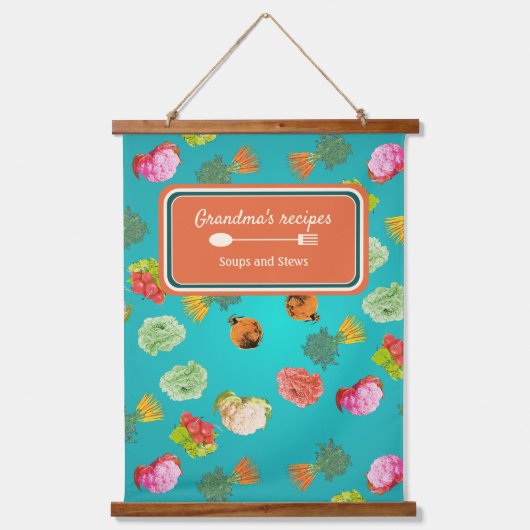 パタカスタムーン野菜，ニンジン，カリフラワー 吊り下げ型タペストリー (正面)