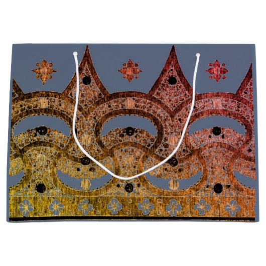 パタカスタムーン青色中国の抱き枕及び金ゴールド ラージペーパーバッグ (正面)