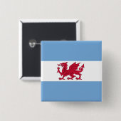 パタゴニアのウェールズのコロニー、アルゼンチンの旗 缶バッジ (正面&裏面)