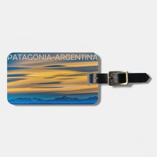 パタゴニアの景色の日没場面、アルゼンチン ラゲッジタグ (正面横)