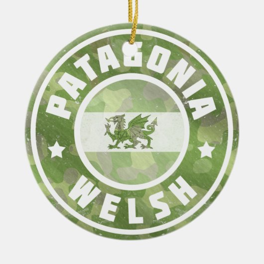 パタゴニアウェールズ迷彩柄国旗の装飾 セラミックオーナメント (正面)