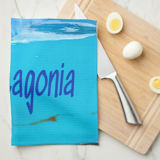 パタゴニア南アメリカ氷河と山 キッチンタオル (四つ折り)
