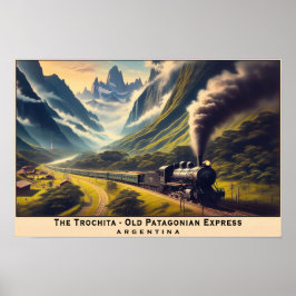 パタゴニア山脈のヴィンテージ蒸気列車 ポスター