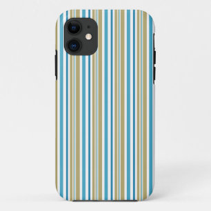 パタシンプルーンストライプの,オリーブと青い投げピル iPhone 11 ケース