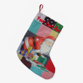 パタパタのヴィンテージカラフルパッチワーク スモールクリスマスストッキング (正面 (吊り時))