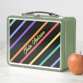 パタパーソナライズされたストライプのカラフルーン メタルランチボックス (インサイチュ)