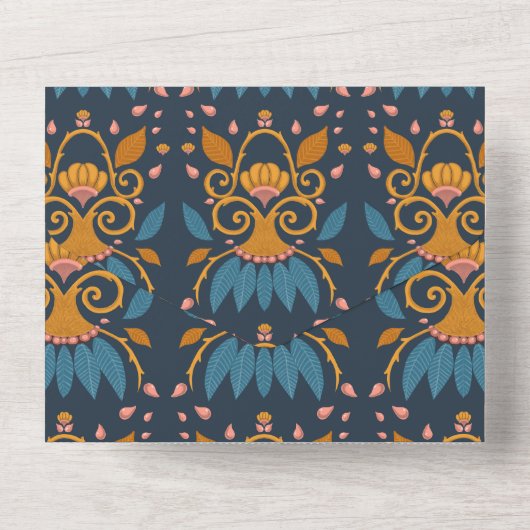 パタパーソナライズされた華美ーン中央スタイル結婚ズ オールインワン招待状 (裏面)