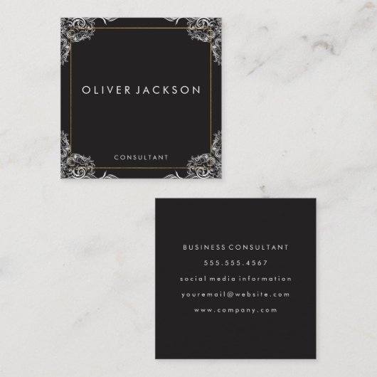 パタファンシーーン金ゴールド縁ど スクエア名刺 (正面/裏面)