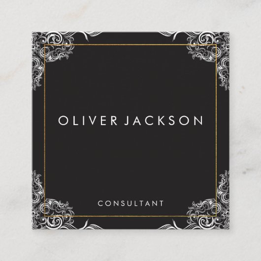 パタファンシーーン金ゴールド縁ど スクエア名刺 (正面)