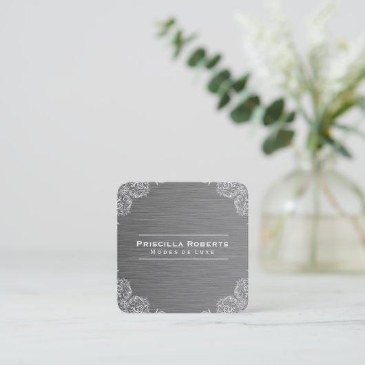 パタファンシーーン | 金属鋼の背景 スクエア名刺 (スタンド正面)