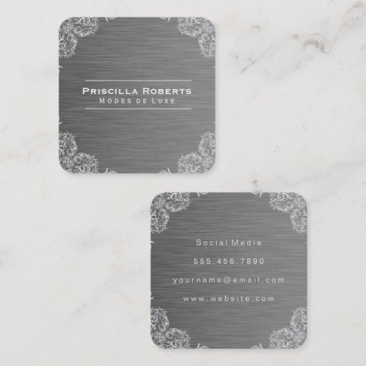 パタファンシーーン | 金属鋼の背景 スクエア名刺 (正面/裏面)