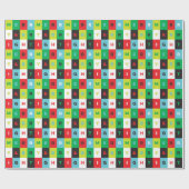 パタメリーーン型の明るいカラフル正方形 ラッピングペーパー (フラット)