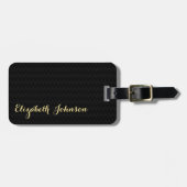パタモダンスタイリッシューンエレガントブラック金ゴールド旅行 ラゲッジタグ (正面横)