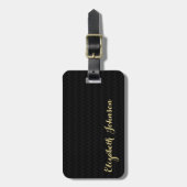 パタモダンスタイリッシューンエレガントブラック金ゴールド旅行 ラゲッジタグ (正面縦)