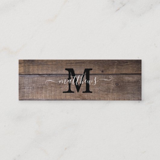 パタモダンーン素朴モノグラム名ブックマークカード スキニー名刺 (正面)