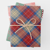 パタモダン魅力的ーンplaid green l redクリスマス ラッピングペーパーシート (インサイチュ)