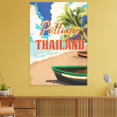 パタヤタイランドヴィンテージ旅行ポスター キャンバスプリント (インサイチュ (リビング))