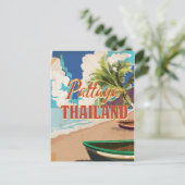 パタヤタイランドヴィンテージ旅行ポスター ポストカード (スタンド正面)