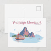 パタヤチョンブリタイランドパステルトラベル ポストカード (正面/裏面)