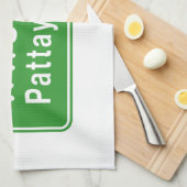 パタヤ前方⚠タイ高速道路交通標識⚠ キッチンタオル (四つ折り)