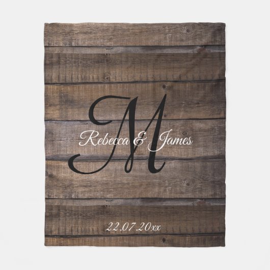 パタユニークーン素朴モノグラムスクリプトカスタム フリースブランケット (正面)