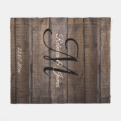 パタユニークーン素朴モノグラムスクリプトカスタム フリースブランケット (正面(横))