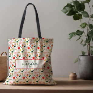 パタンの花の赤いポピーのトートバッグ トートバッグ