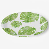パタンキュートシックなバナナリーフグリーンホワイト ペーパープレート (アングル)