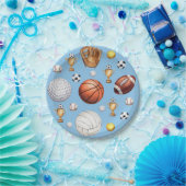 パタンスポーツをテーマにしたサッカーテニス野球 ペーパープレート (パーティー)