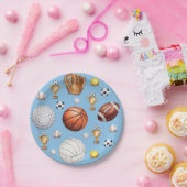 パタンスポーツをテーマにしたサッカーテニス野球 ペーパープレート (パーティー)