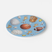 パタンスポーツをテーマにしたサッカーテニス野球 ペーパープレート (アングル)