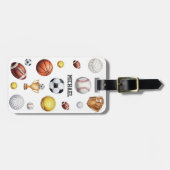 パタンスポーツをテーマにしたサッカーテニス野球 ラゲッジタグ (正面横)