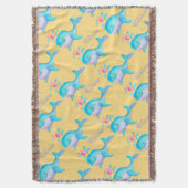 パタンスローという,クジラの水彩画 スローブランケット (正面縦)