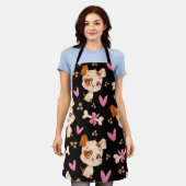 パタンペット可愛おもしろいい子犬の恋人 エプロン (着用した状態)