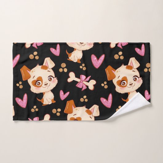 パタンペット可愛おもしろいい子犬の恋人 ハンドタオル (ハンドタオル)