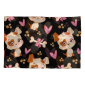 パタンペット可愛おもしろいい子犬の恋人 枕カバー (裏面-左)