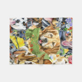 パタンペット犬動物の恋人 フリースブランケット (正面(横))