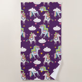 パタンユニコーンおもしろい魔法馬 ビーチタオル (正面)
