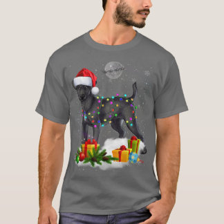 パターおもしろいデールテリアードックリスマスライツサン Tシャツ