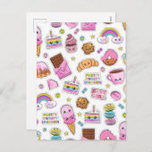 パターおもしろいンユニコーン魔法かわいい シーズンポストカード (正面/裏面)